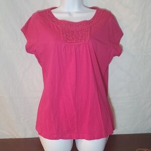 Pink embellished neckline woman's Chaps top